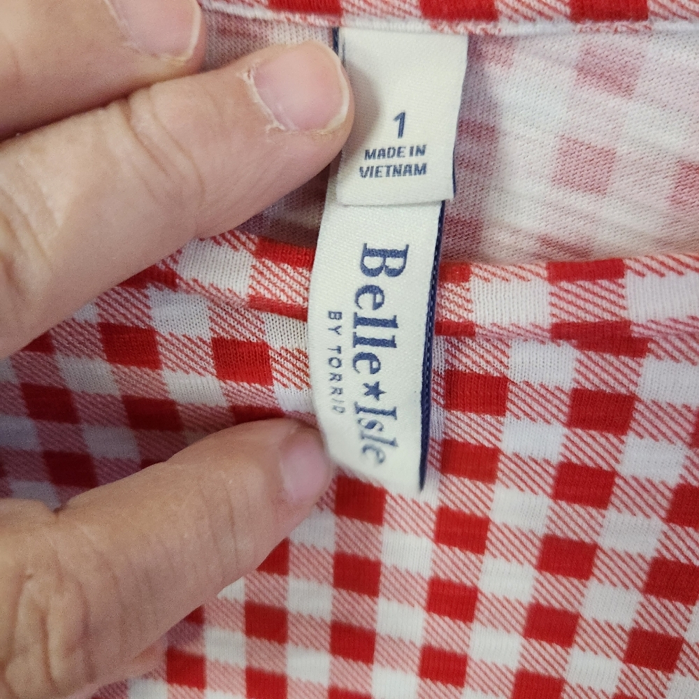 Belle & Isle Ruffled Sleeve Pullover Gingham Design Shirt Size 1 P2p 23 - Picture 6 of 6
